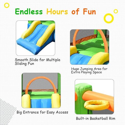 HONEY JOY Inflatable Bounce House, Blow up Moon Bounce for Kids w/Slide, Giant Jumpy Area, Ocean Ball Pit, Basketball Rim, Stakes, Jumping Bouncy Castle for Indoor Outdoor (with 480W Blower) in Saudi Arabia