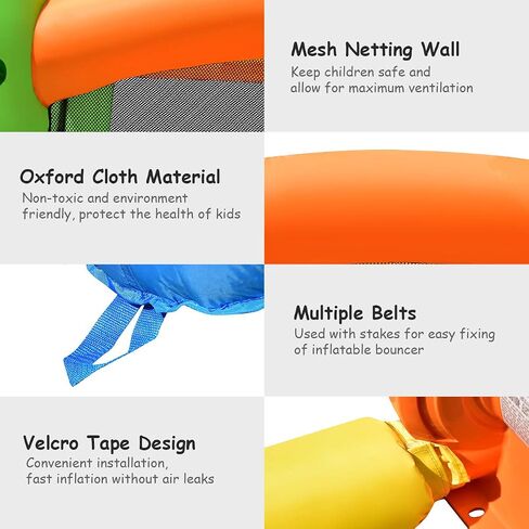 HONEY JOY Inflatable Bounce House, Blow up Moon Bounce for Kids w/Slide, Giant Jumpy Area, Ocean Ball Pit, Basketball Rim, Stakes, Jumping Bouncy Castle for Indoor Outdoor (with 480W Blower) in Saudi Arabia