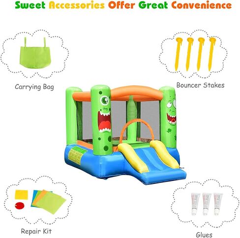 HONEY JOY Inflatable Bounce House, Blow up Moon Bounce for Kids w/Slide, Giant Jumpy Area, Ocean Ball Pit, Basketball Rim, Stakes, Jumping Bouncy Castle for Indoor Outdoor (with 480W Blower) in Saudi Arabia