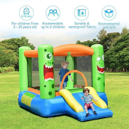 HONEY JOY Inflatable Bounce House, Blow up Moon Bounce for Kids w/Slide, Giant Jumpy Area, Ocean Ball Pit, Basketball Rim, Stakes, Jumping Bouncy Castle for Indoor Outdoor (with 480W Blower) in Saudi Arabia