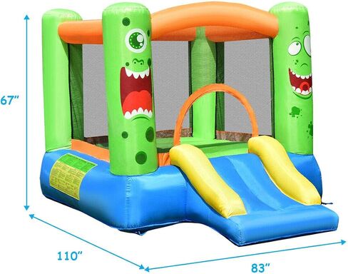 HONEY JOY Inflatable Bounce House, Blow up Moon Bounce for Kids w/Slide, Giant Jumpy Area, Ocean Ball Pit, Basketball Rim, Stakes, Jumping Bouncy Castle for Indoor Outdoor (with 480W Blower) in Saudi Arabia