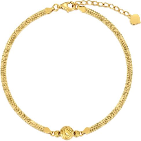 18K Solid Gold Anklets for Women, 2.4mm Real Gold Italian Durable Flat-Link Chain Ankle Bracelet with Lobster Claw Jewelry Anniversary Birthday Gift for Her 8"-10" in Saudi Arabia
