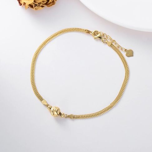 18K Solid Gold Anklets for Women, 2.4mm Real Gold Italian Durable Flat-Link Chain Ankle Bracelet with Lobster Claw Jewelry Anniversary Birthday Gift for Her 8"-10" in Saudi Arabia