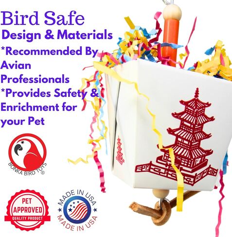 Bonka Bird Toys 3874 Duo Take Out Small Medium Bird Toy Oyster Pail Treat Box Foraging Paper Chew Shred Cockatiel Parakeet Conures and Other Similar Birds in Kuwait