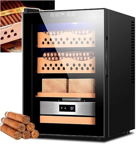 Cigar Humidor, Large Cigar Humidor,Cooling Temperature Control Cabinet Fridge with Spanish Cedar Wood & Hygrometer,Surprise for Lovers(B) in Saudi Arabia
