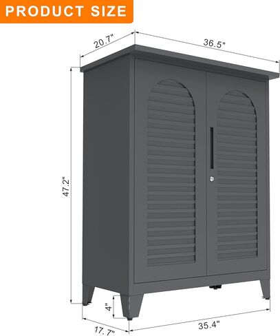 47-Inch Tall Metal Storage Cabinet, Steel Construction, Slate Gray, 3-Shelf with Pegboard for Garage, Workshop, Garden, 47.2x35.4x17.7 Inches in Saudi Arabia