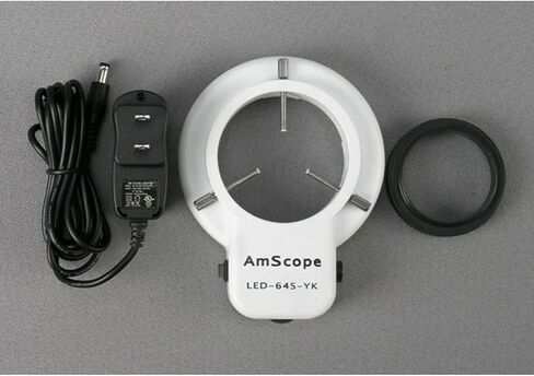 AmScope SM-1BSZ-144S مجهر تكبير ستيريو ثنائي العينين احترافي، عدسات WH10x، تكبير 3.5x-90x، هدف تكبير 0.7X-4.5X، ضوء حلقة LED 144 لمبة، حامل عمود، 110 فولت - 240 فولت، يتضمن 0.5x و2.0x بارلو العدسات in Saudi Arabia