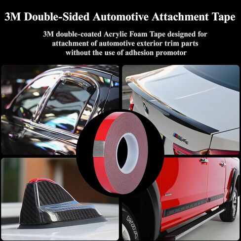 Double Sided Tape Automotive Heavy Duty Made of 3M Acrylic Foam Adhesive Cars Exterior Mounting Tapes Primerless for Attaching Auto Attachment Side Moldings Trim Emblems to Vehicles (16.4 ft, 0.24in) in Saudi Arabia