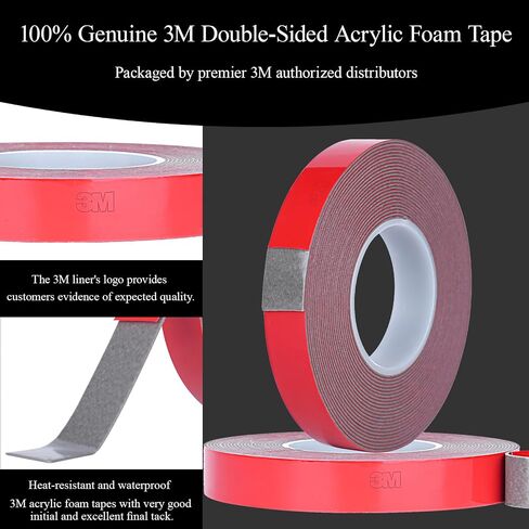 Double Sided Tape Automotive Heavy Duty Made of 3M Acrylic Foam Adhesive Cars Exterior Mounting Tapes Primerless for Attaching Auto Attachment Side Moldings Trim Emblems to Vehicles (16.4 ft, 0.24in) in Saudi Arabia