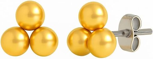 Tini Lux | Hypoallergenic Earrings | Pure Titanium Layla Dome Studs | Gold | Titanium Stud Earrings for Women | Earrings Studs, Sensitive Ears, Trendy Womens Earring Set in Saudi Arabia