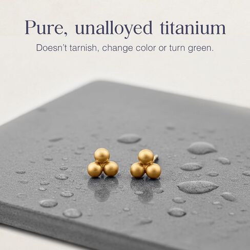 Tini Lux | Hypoallergenic Earrings | Pure Titanium Layla Dome Studs | Gold | Titanium Stud Earrings for Women | Earrings Studs, Sensitive Ears, Trendy Womens Earring Set in Saudi Arabia