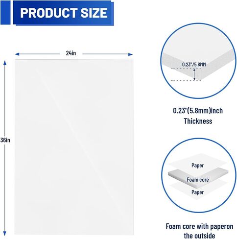 Foam Board 24 x 36 in, 3/16" (5mm) - 3 Pack, White Poster Board, Double Sided Sign Board Foam Board for Mounting, Crafts, Paintings, Art, Display. in Saudi Arabia