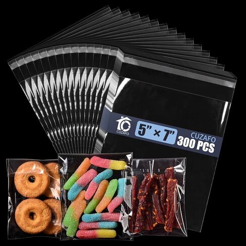 CUZAFO 300 PCS 5X7 inch Clear Self Sealing Cellophane Bags，Resealable Cookie，Candy Bag in Saudi Arabia