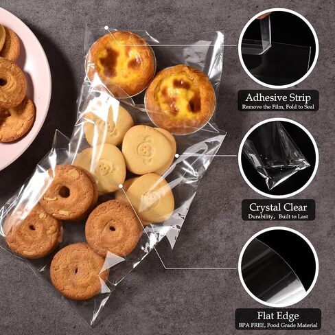 CUZAFO 300 PCS 5X7 inch Clear Self Sealing Cellophane Bags，Resealable Cookie，Candy Bag in Saudi Arabia