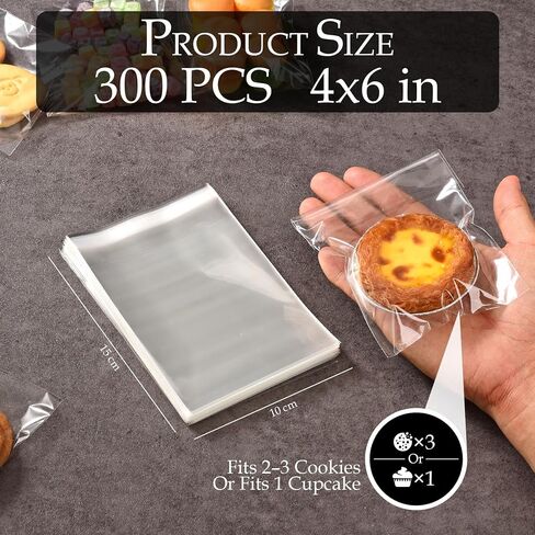 CUZAFO 300 PCS 5X7 inch Clear Self Sealing Cellophane Bags，Resealable Cookie，Candy Bag in Saudi Arabia
