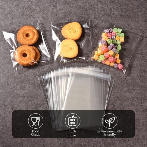 CUZAFO 300 PCS 5X7 inch Clear Self Sealing Cellophane Bags，Resealable Cookie，Candy Bag in Saudi Arabia