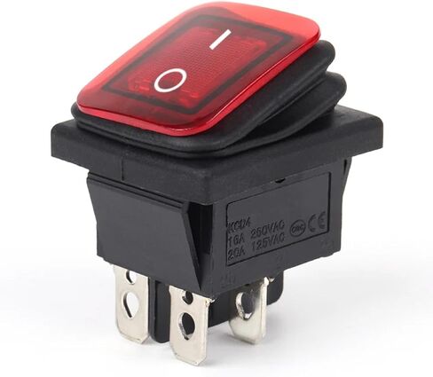 مفتاح متأرجح مقاوم للماء، زر ضغط للتشغيل والإيقاف ذو 4 دبابيس، إضاءة LED حمراء، غطاء أسود، عبوتان in Saudi Arabia