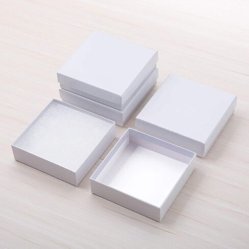 GEFTOL علب هدايا المجوهرات 20 حزمة 3.5x3.5x1 بوصة صناديق المجوهرات من الورق المقوى، صناديق الهدايا الصغيرة للمجوهرات أقراط القلائد أساور الأساور اليدوية (أبيض) in Kuwait