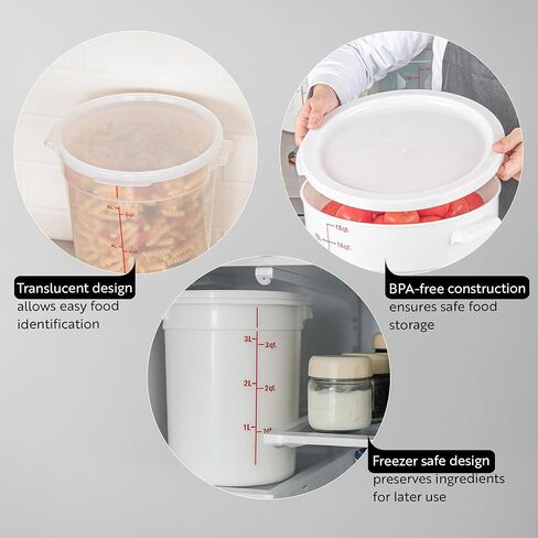 أدوات المطاعم - الغطاء فقط: غطاء بلاستيكي شفاف مقاس 8.8 بوصة من Met Lux، غطاء حاوية تخزين متين - يناسب 6 و8 كوارت، علامة تبويب سحب الزاوية، غطاء حاوية تخزين دائري، لتأمين المحتويات in Kuwait