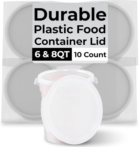 أدوات المطاعم - الغطاء فقط: غطاء بلاستيكي شفاف مقاس 8.8 بوصة من Met Lux، غطاء حاوية تخزين متين - يناسب 6 و8 كوارت، علامة تبويب سحب الزاوية، غطاء حاوية تخزين دائري، لتأمين المحتويات in Kuwait