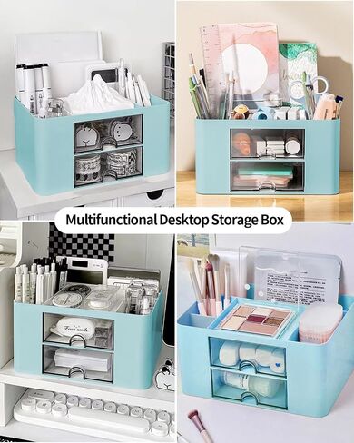 Office Desk Organizer with 3 Drawers Multi-Functional Desktop Pen Pencil Case Storage Box,Desktop Organizer for Office Home Supplies White LCC570-02 in Saudi Arabia