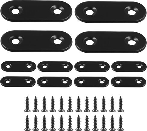 12Pcs 4 Inch Straight Bracket Stainless Steel Brace, Flat Mending Plate Fixing Bracket Connector with Screw for Cabinet Furniture Joining Plate, Black in Kuwait