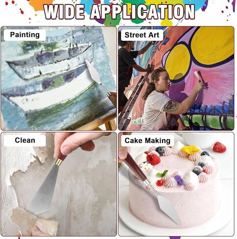 مجموعة سكاكين لوحة EEEKit مكونة من 15 قطعة، سكاكين ملعقة من الفولاذ المقاوم للصدأ مع كاشطات بلاستيكية، سكين منصة للرسم على القماش الزيتي من الأكريليك in Kuwait