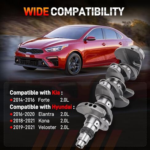 Engine Crankshaft Connecting Rod Bearings Kit Compatible with Kia Forte 2.0L 2017-2021, Hyundai Elantra Kona Veloster 2.0L 2016-2021, Replace# 23110-2E510 23110-2E501 23510-2E001 23510-2E460 in Kuwait