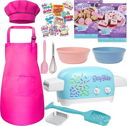 Ultimate Easy Baking Oven Bundle For Kids With 10 Items - Oven, 2 Refill Mixes, Apron, Hat, Bowl, Spatula, Whisk, Baking Pan & Tool (Gifted Green Baker Bundle) in Saudi Arabia