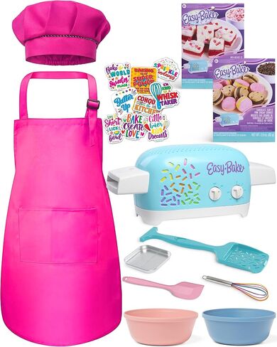 Ultimate Easy Baking Oven Bundle For Kids With 10 Items - Oven, 2 Refill Mixes, Apron, Hat, Bowl, Spatula, Whisk, Baking Pan & Tool (Gifted Green Baker Bundle) in Saudi Arabia
