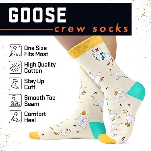 Goose Socks - Silly Goose On The Loose, Funny Christmas Socks For Women, Novelty Giant Funny Design, Mother Goose Themed Gifts For Women, Ideal For Christmas Gifts in Saudi Arabia