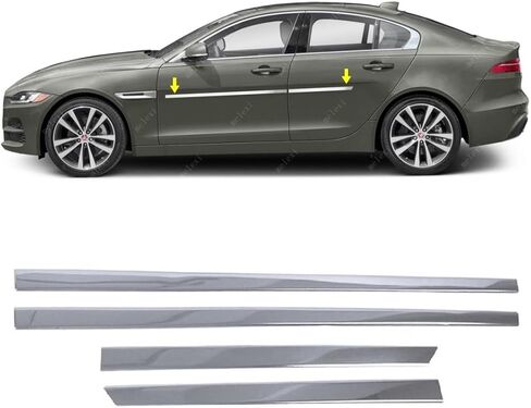 MELEXI Chrome Side Door MOLDING 4 PCS 4 Door S.Steel Compatible with Jaguar XE 2016 Onwards in Saudi Arabia