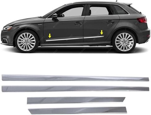 MELEXI كروم باب جانبي MOLDING 4 أبواب S.Steel متوافق مع Audi A3 e-tron HB 2015 إلى 2020 in Saudi Arabia