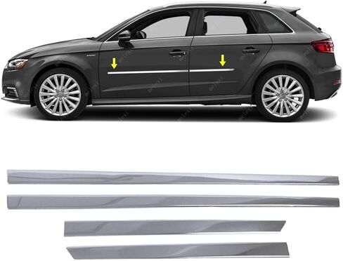 MELEXI Chrome Side Door MOLDING 4 Door 4 PCS S.Steel Compatible with Audi A3 e-tron HB 2015 to 2020 in Saudi Arabia