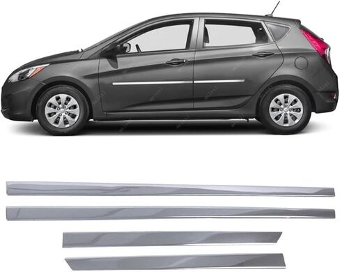 MELEXI Chrome Side Door MOLDING 4 Door 4 PCS S.Steel Compatible with Hyundai Accent HB 2012 to 2017 in Kuwait