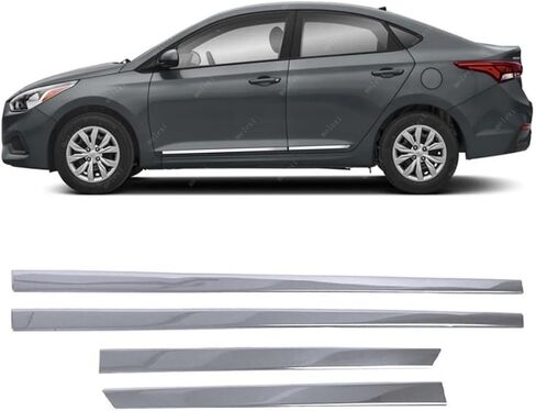 MELEXI Chrome Side Door MOLDING 4 Door S.Steel متوافق مع Hyundai Accent Sedan 2018 فصاعدًا in Kuwait