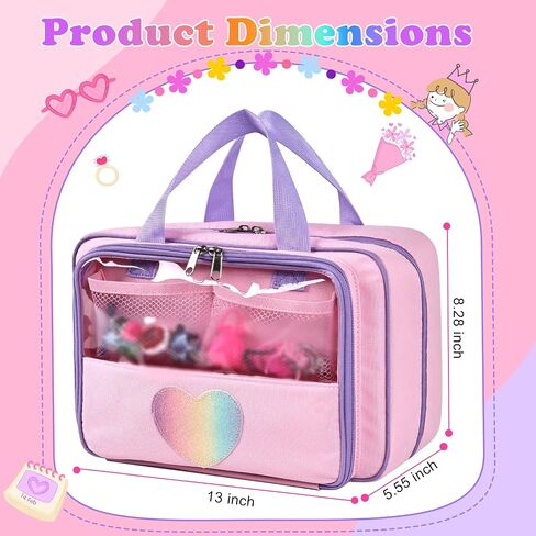 Carrying Case Compatible with Barbie Dolls 12-Inch/6-inch, All-in-One Organizer Holds 6-12 Dolls & Accessories，Large Doll Travel Case with Handle, Bag Only (PINK) in Saudi Arabia