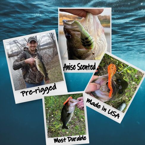 DELONG LURES 3" Tadpole pre Rigged Fishing Lures for Bass, Animated Crappie Fishing Bait Scented Pre Rigged Fishing Tackle Fishing Lures for Freshwater in Saudi Arabia