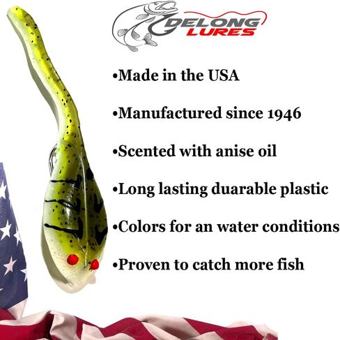 DELONG LURES 3" Tadpole pre Rigged Fishing Lures for Bass, Animated Crappie Fishing Bait Scented Pre Rigged Fishing Tackle Fishing Lures for Freshwater in Saudi Arabia