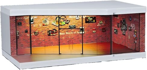 1:64 Scale Die-Cast Car Display Stand. Suitable for Hot Wheels, Matchbox, and Similar die-cast car Models. Setting and Lighting: Parking Lot (Red Brick Exhibition Hall) in Saudi Arabia