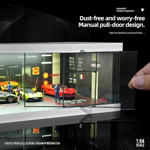1:64 Scale Die-Cast Car Display Stand. Suitable for Hot Wheels, Matchbox, and Similar die-cast car Models. Setting and Lighting: Parking Lot (Red Brick Exhibition Hall) in Saudi Arabia