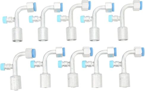 10PCS Car AC Hose Connector Set, Universal Aluminum AC Pipe Fitting, 90 Degree Angled Design for Cars Trucks Engineering Vehicles, Durable Air Conditioning Modification Kit with Ea (10.5mm/0.41in in Saudi Arabia