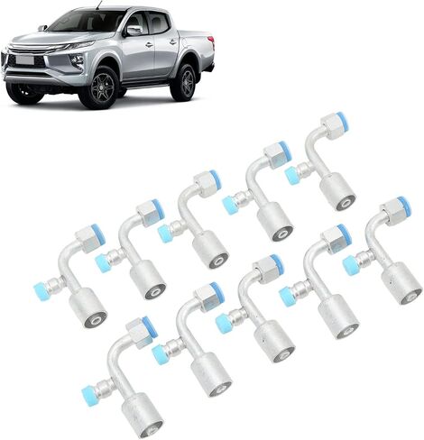 10PCS Car AC Hose Connector Set, Universal Aluminum AC Pipe Fitting, 90 Degree Angled Design for Cars Trucks Engineering Vehicles, Durable Air Conditioning Modification Kit with Ea (10.5mm/0.41in in Saudi Arabia