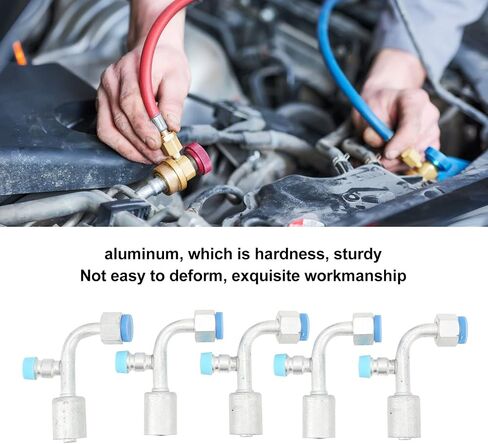 10PCS Car AC Hose Connector Set, Universal Aluminum AC Pipe Fitting, 90 Degree Angled Design for Cars Trucks Engineering Vehicles, Durable Air Conditioning Modification Kit with Ea (10.5mm/0.41in in Saudi Arabia