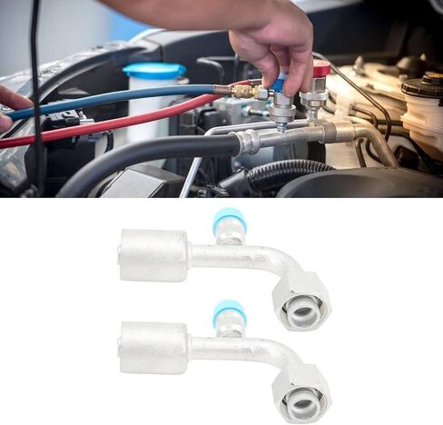 10PCS Car AC Hose Connector Set, Universal Aluminum AC Pipe Fitting, 90 Degree Angled Design for Cars Trucks Engineering Vehicles, Durable Air Conditioning Modification Kit with Ea (10.5mm/0.41in in Saudi Arabia