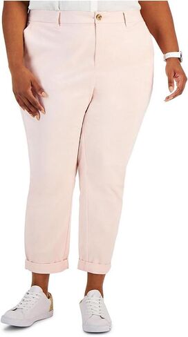 Tommy Hilfiger Hampton Chino Lightweight Pants for Women with Relaxed Fit, White, 2 in Kuwait