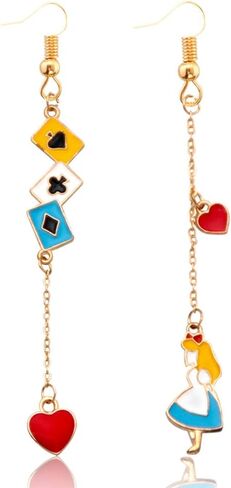 أقراط لزي أليس - أقراط من المينا إكسسوارات المجوهرات التنكرية لأزياء أليس التنكرية - النساء والرجال لتزيين حفلات الهالوين وهدايا عيد الميلاد (أ) in Kuwait