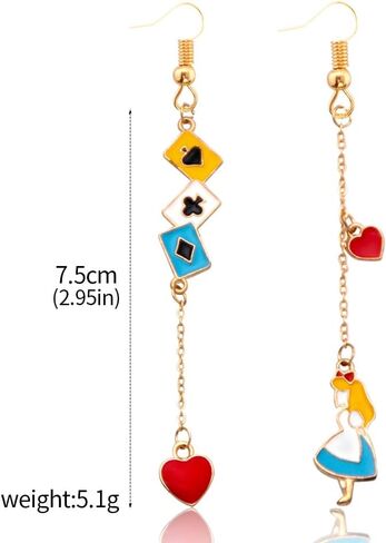 أقراط لزي أليس - أقراط من المينا إكسسوارات المجوهرات التنكرية لأزياء أليس التنكرية - النساء والرجال لتزيين حفلات الهالوين وهدايا عيد الميلاد (أ) in Kuwait