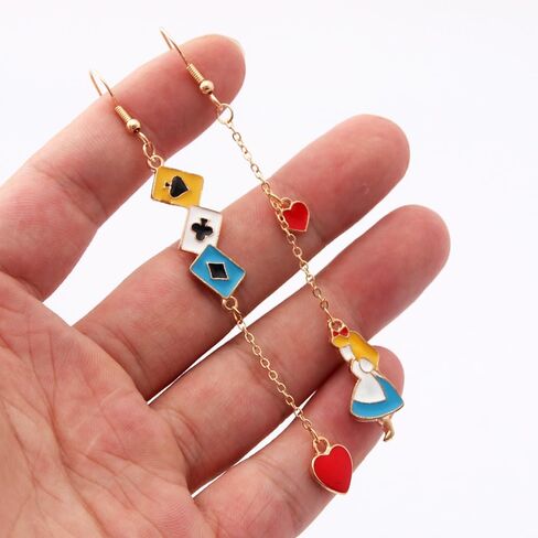 أقراط لزي أليس - أقراط من المينا إكسسوارات المجوهرات التنكرية لأزياء أليس التنكرية - النساء والرجال لتزيين حفلات الهالوين وهدايا عيد الميلاد (أ) in Kuwait