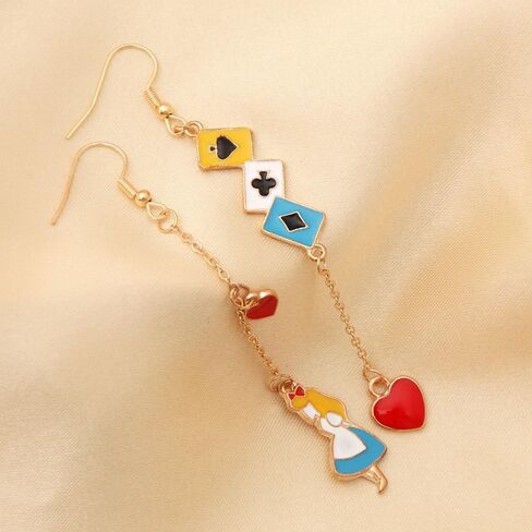 أقراط لزي أليس - أقراط من المينا إكسسوارات المجوهرات التنكرية لأزياء أليس التنكرية - النساء والرجال لتزيين حفلات الهالوين وهدايا عيد الميلاد (أ) in Kuwait